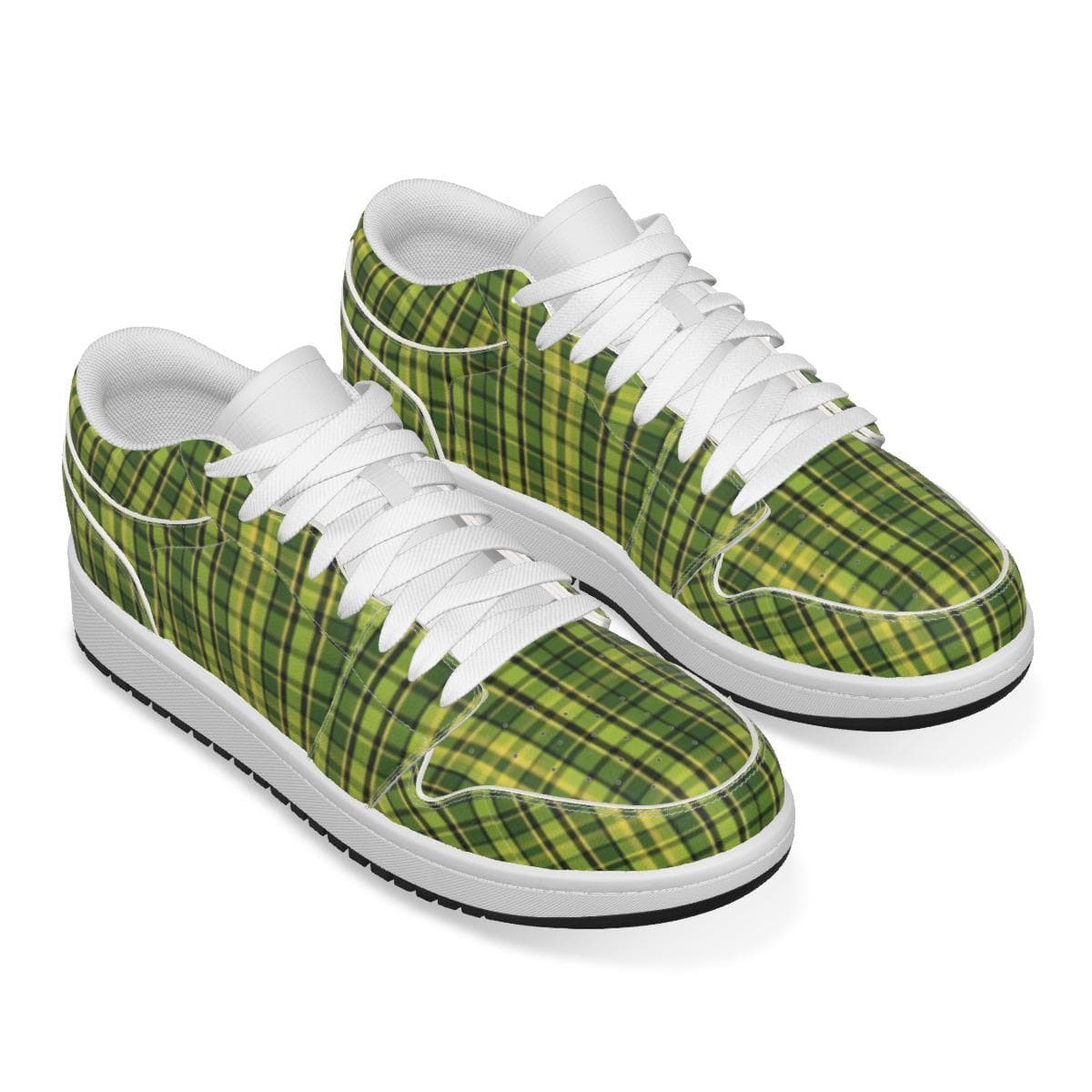 Westy Green Plaid Men's Casual Sneakers – Soft, Stylish, and Anti-Slip