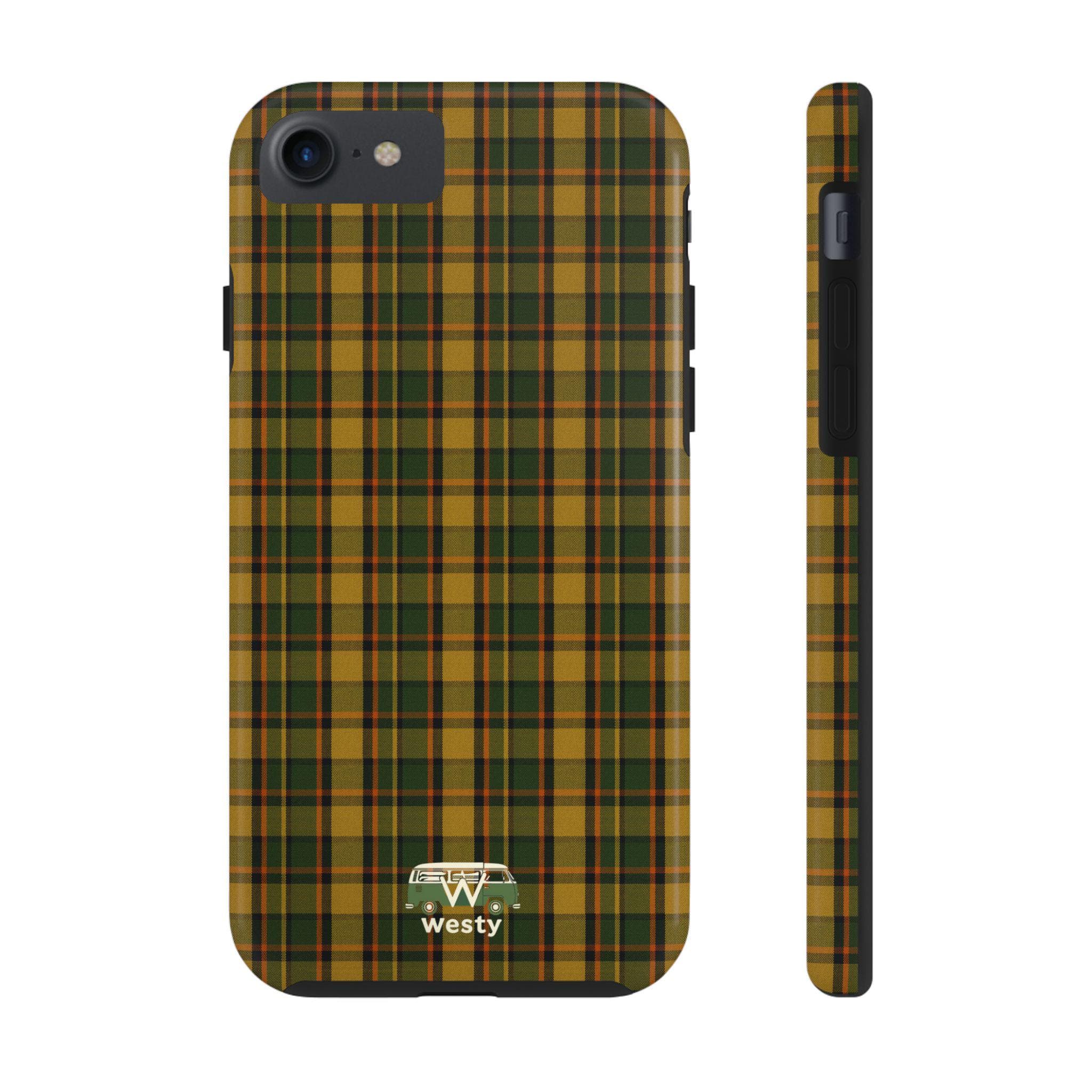 Westfalia Camper Van Plaid Phone Case, Protective Mobile Accessory