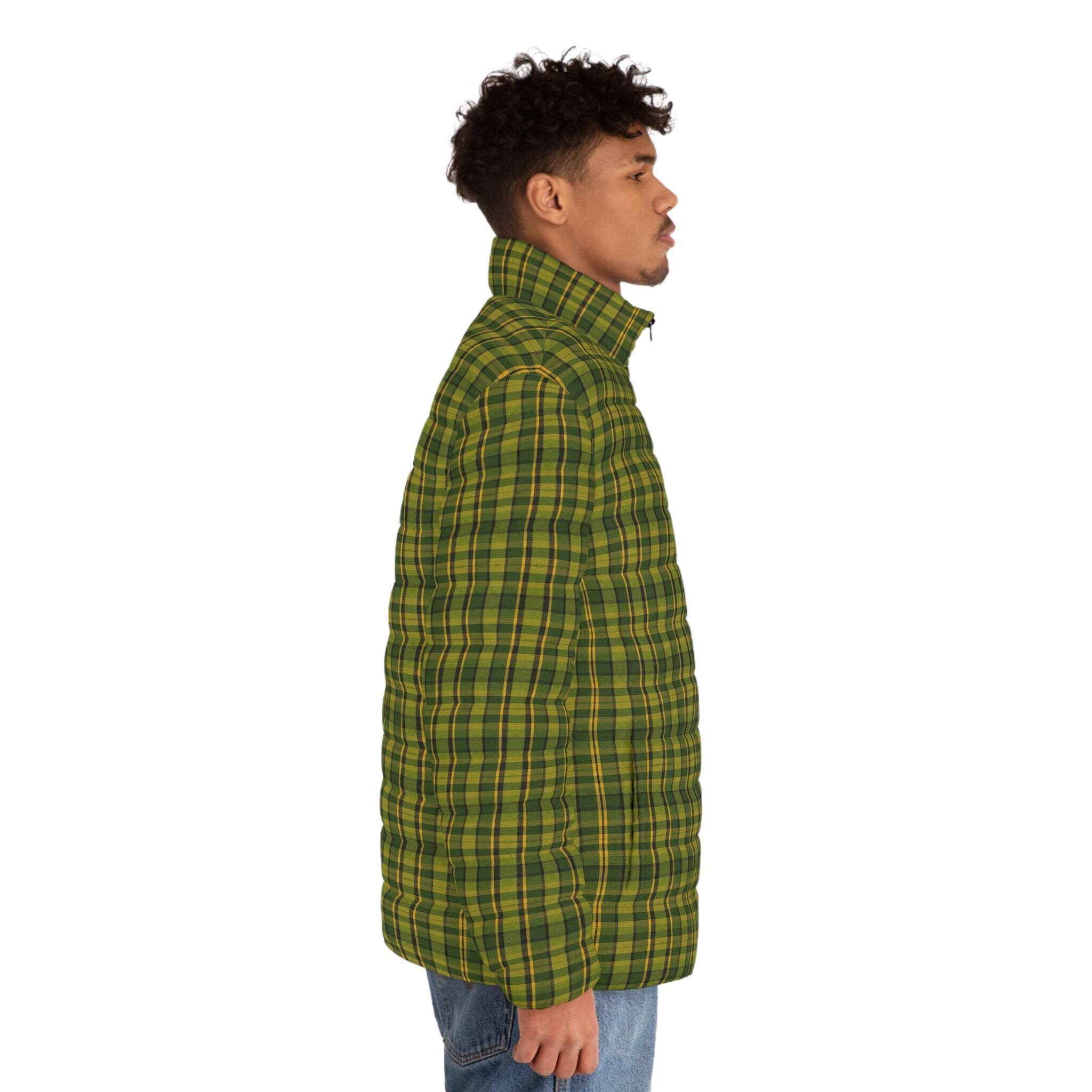 Westy Green Westfalia Plaid Pattern Puffer Jacket
