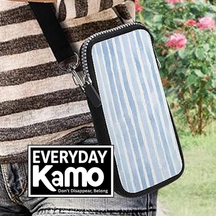 Blue Stripe Neoprene Phone Crossbody Bag | Mini Wallet Pouch