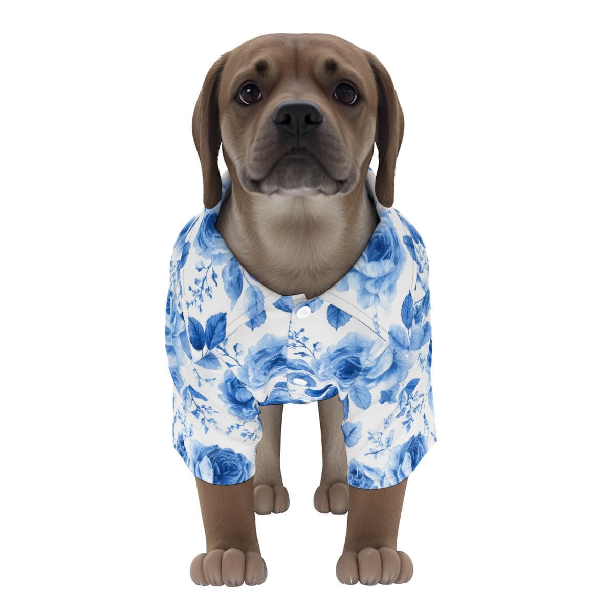 Blue Floral Pet Hawaiian Shirt | Breathable Dog Shirt Summer