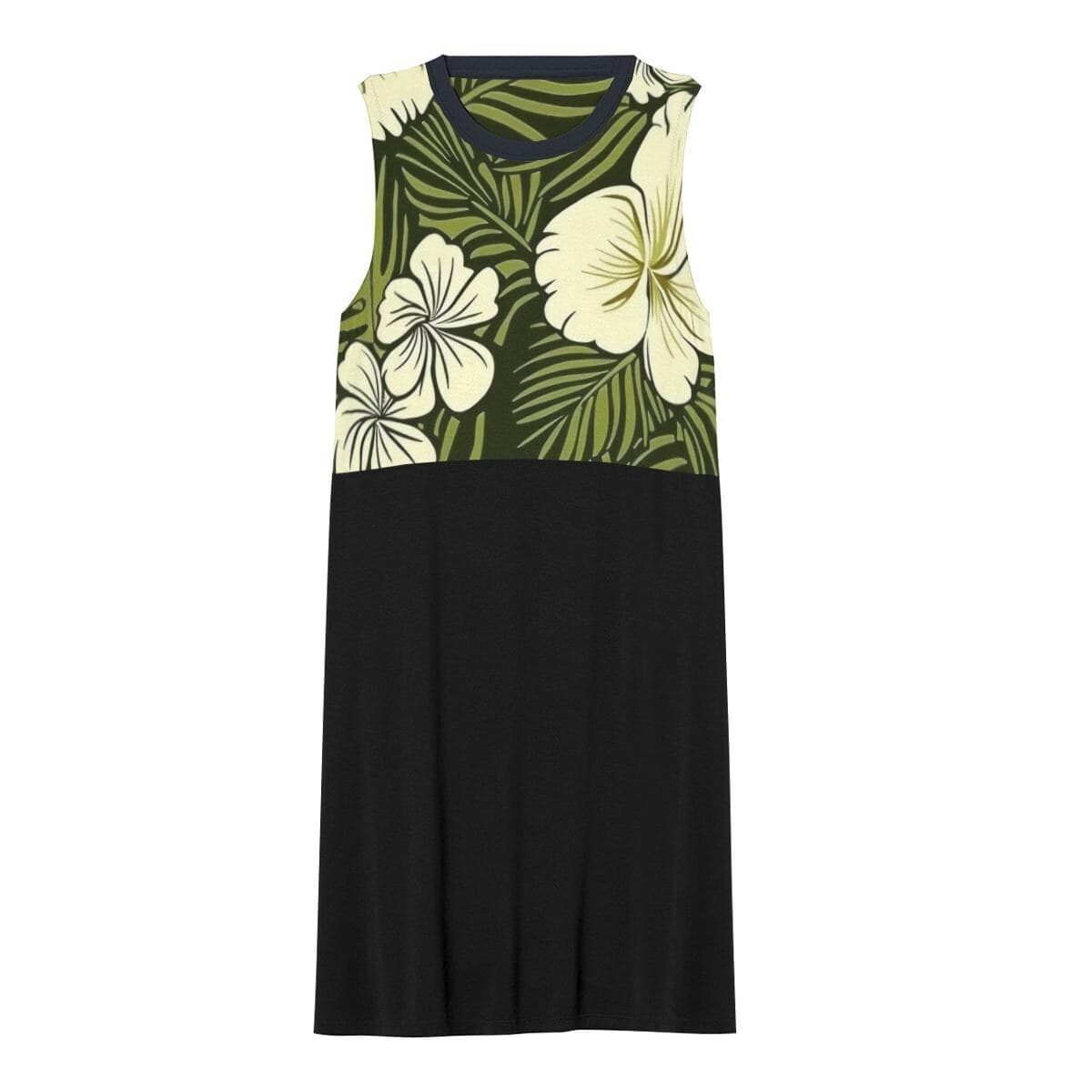 Tropical Hibiscus Sleeveless Dress with Pockets | Flowy Knee-Length Summer Comfort
