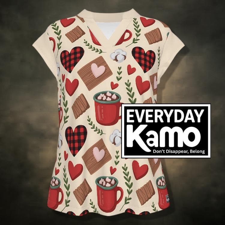 Plaid Hearts V-Neck Top | Rustic Valentine's Day Shirt