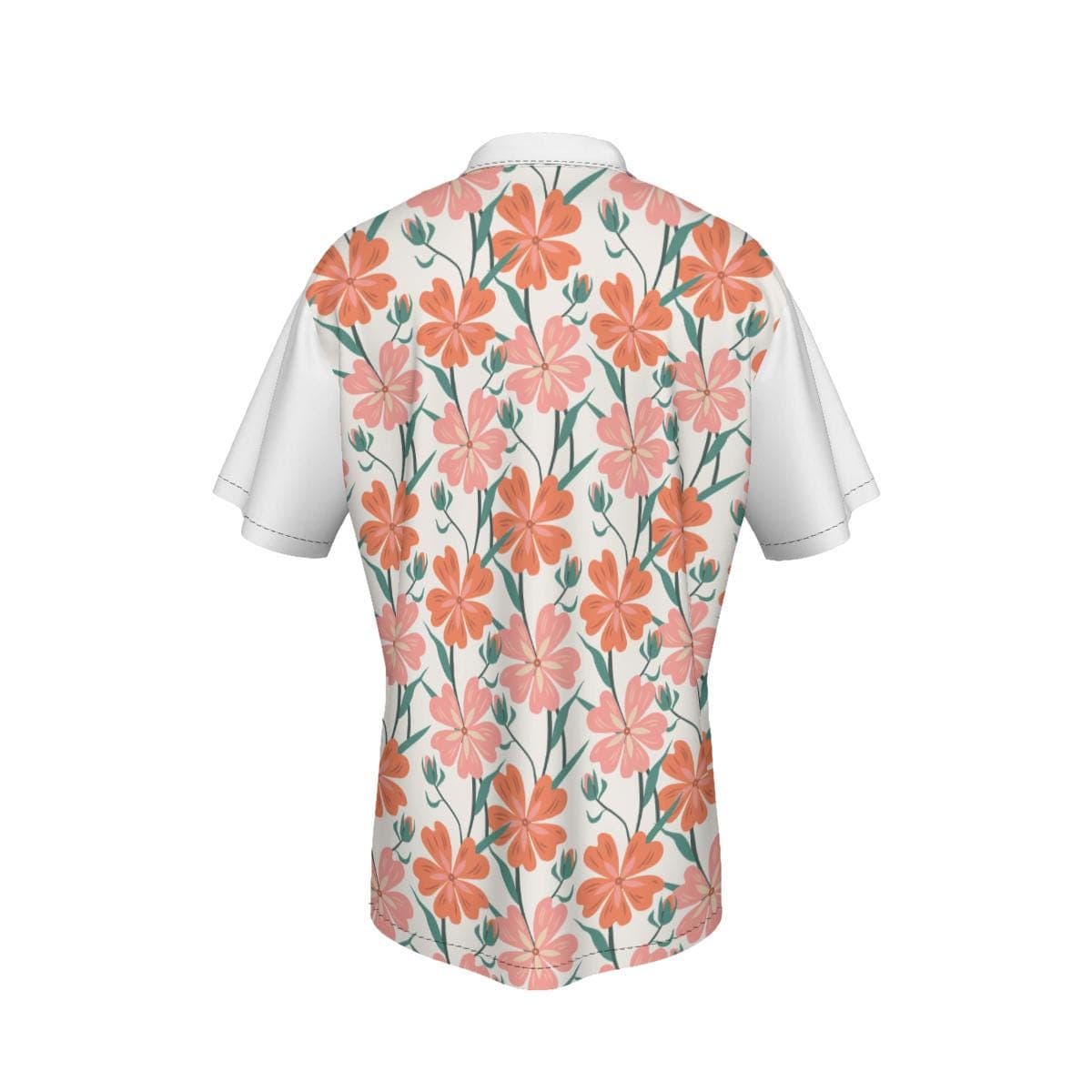 Pink & Orange Floral Hawaiian Shirt | Tropical Summer Aloha Button-Up | Lightweight Camp Collar Vacation Shirt