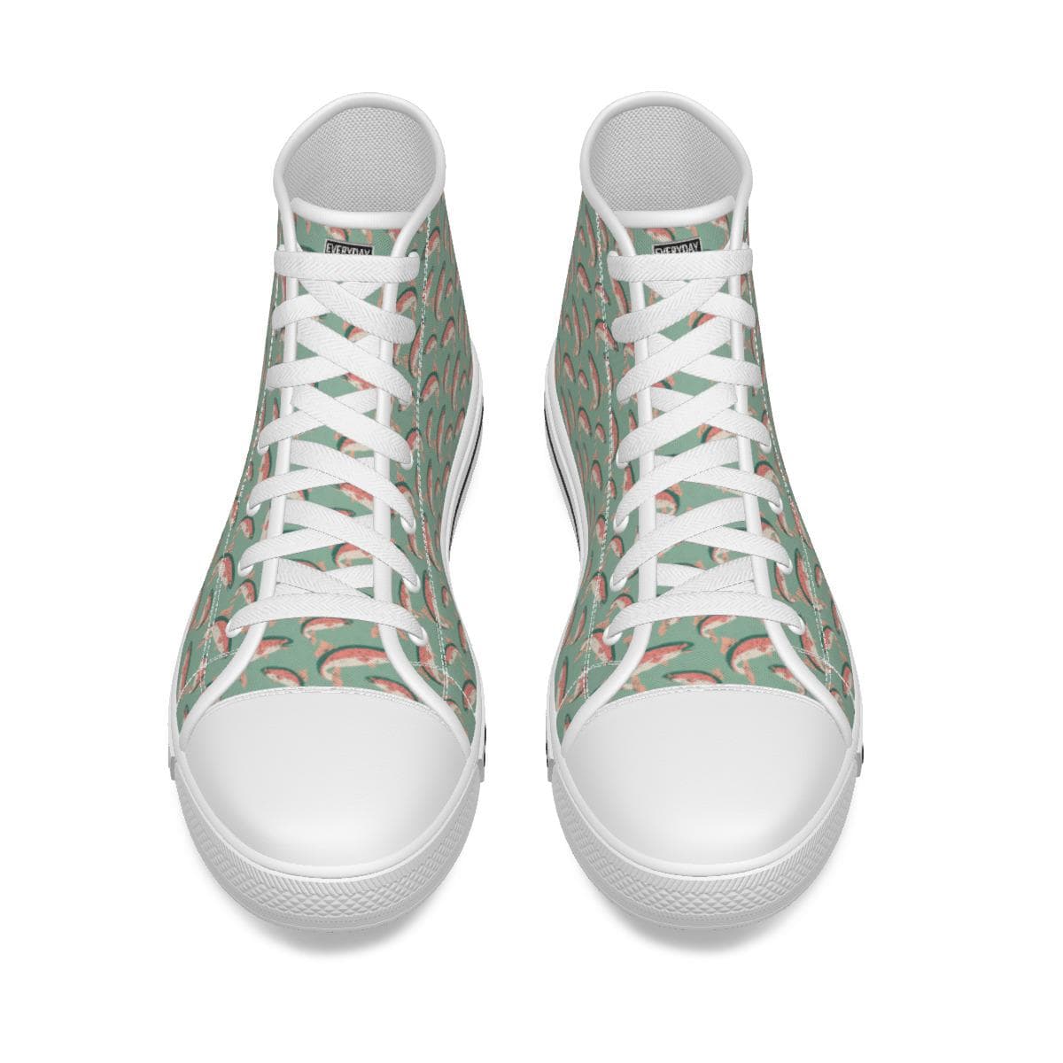 Women's Trout Trek High-Top Canvas Sneakers | Comfortable & Slip-Resistant Fish Print Shoes for Women
