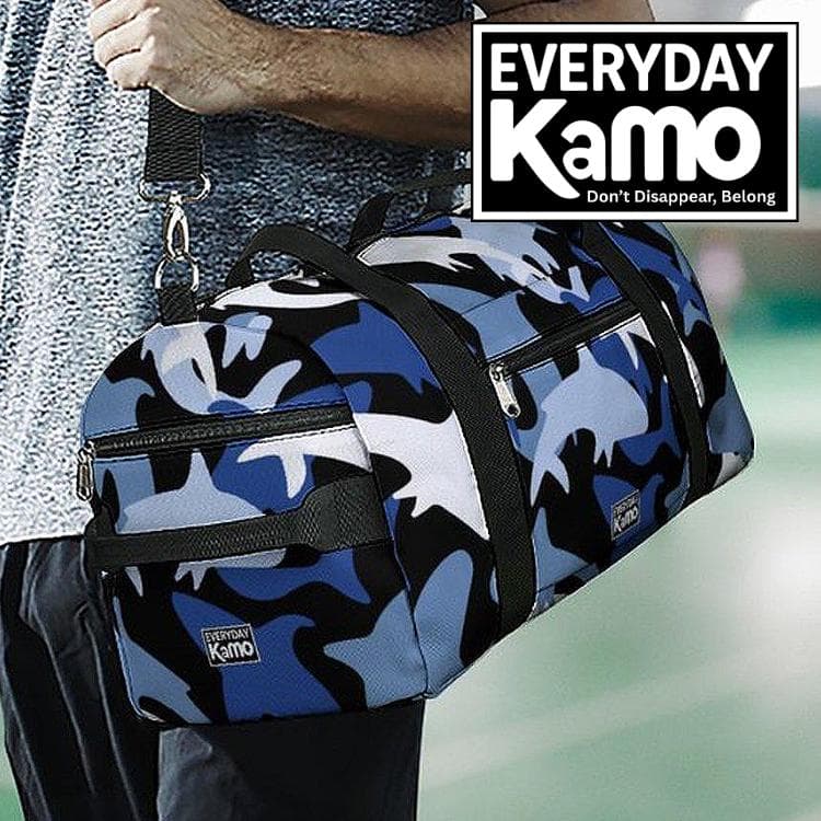 Everyday Kamo Shark Camo Duffle Bag | Waterproof Gym Travel Sports Weekend Bag | Blue Ocean Print