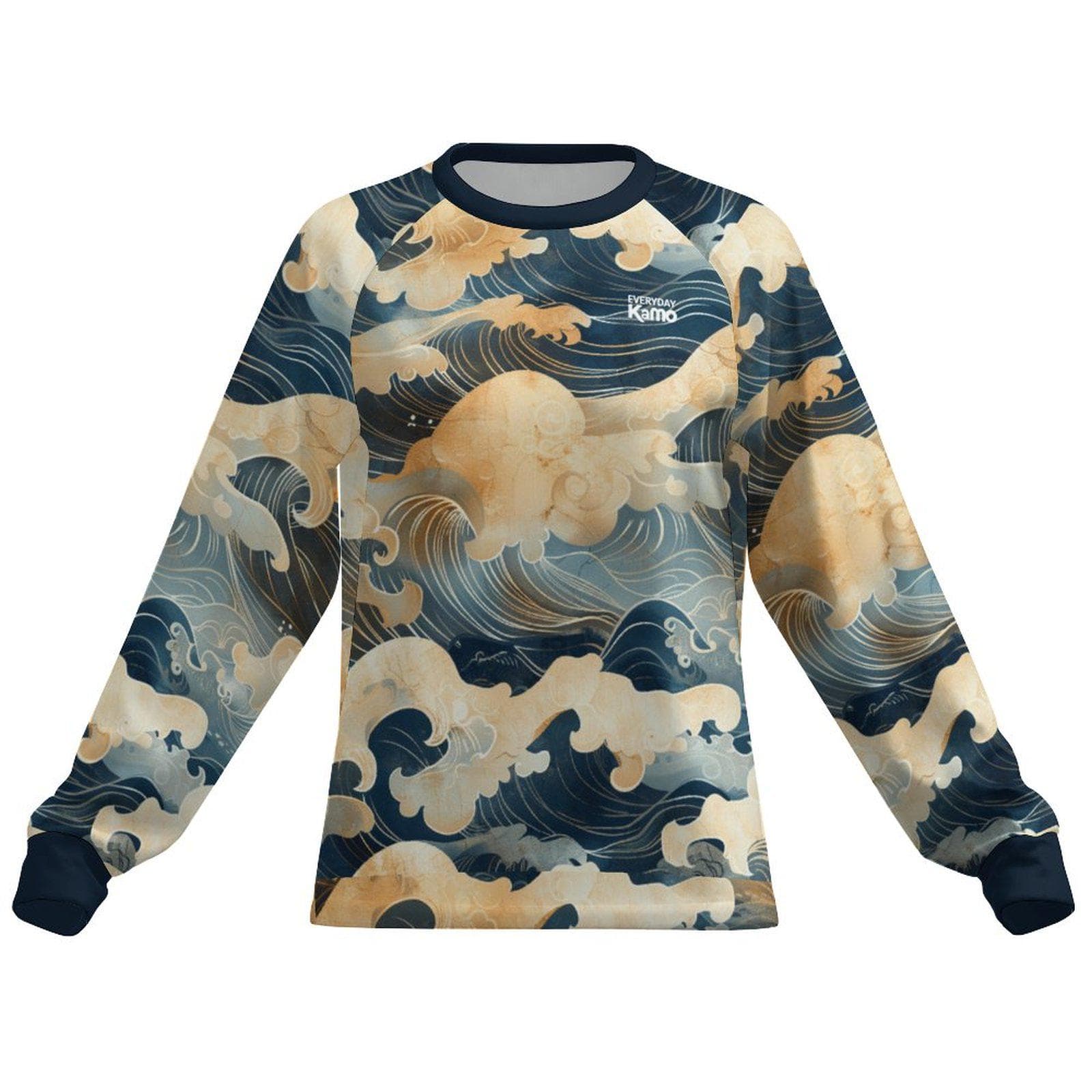 Everyday Kamo Women's Ocean Wave Long Sleeve Quick Dry UPF 50+ T-Shirt - Cool Touch Sun Protection Top