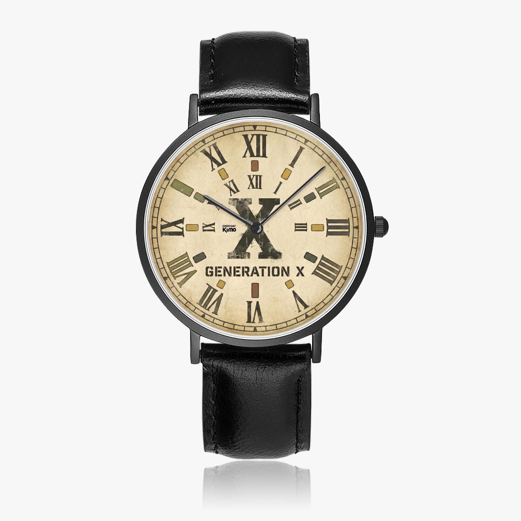 Warren Watch Co. "Generation X" Ultra-Thin Roman Numeral Watch | Unisex Leather Strap | Japanese Movement