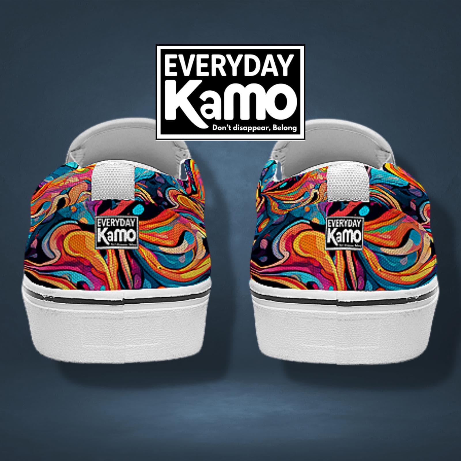 Women's Canvas Slip-On Sneakers | Abstract Kamo Print | Handmade Urban Shoes