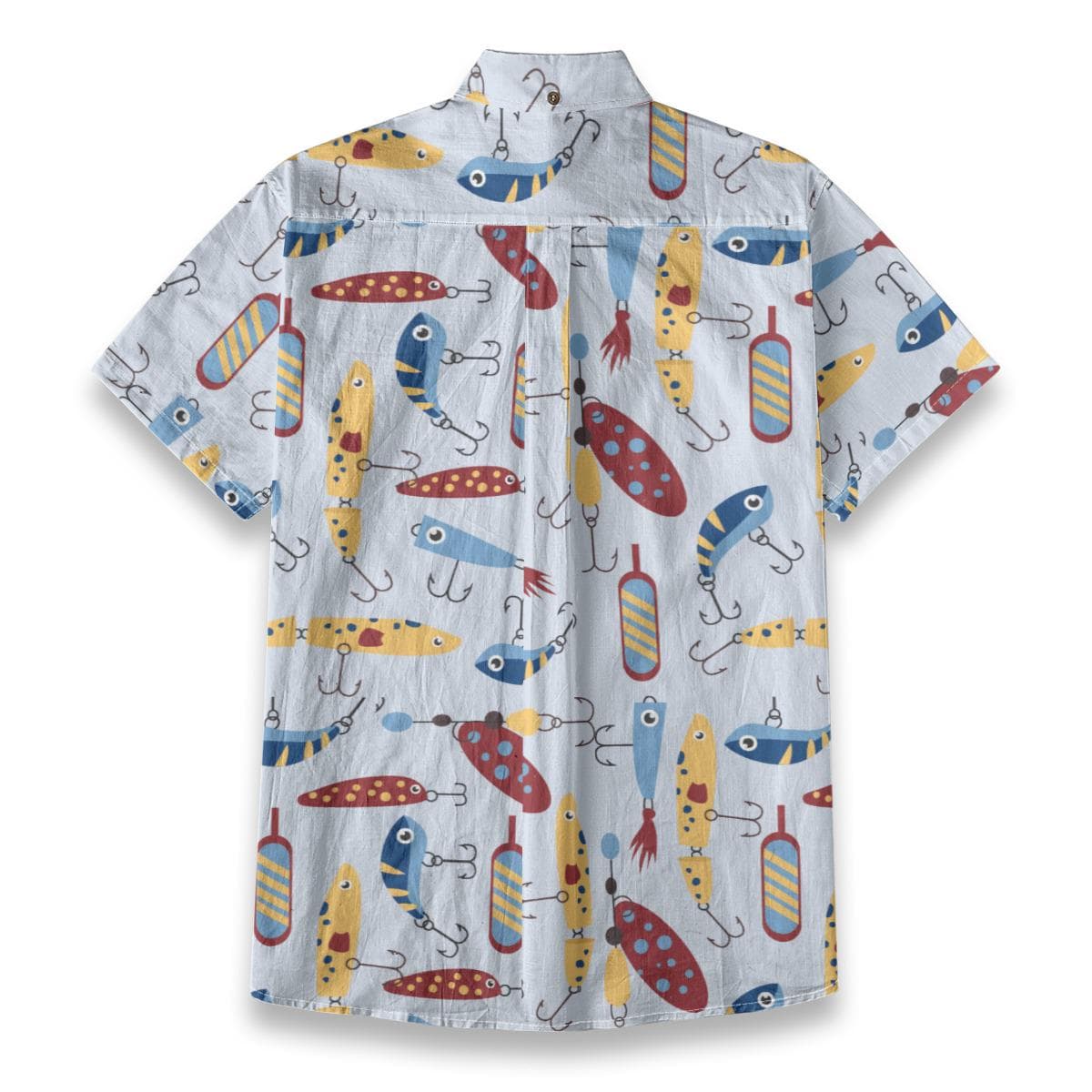 Men's Fishing Lure Print Slub Cotton Shirt | Summer Vacation Top
