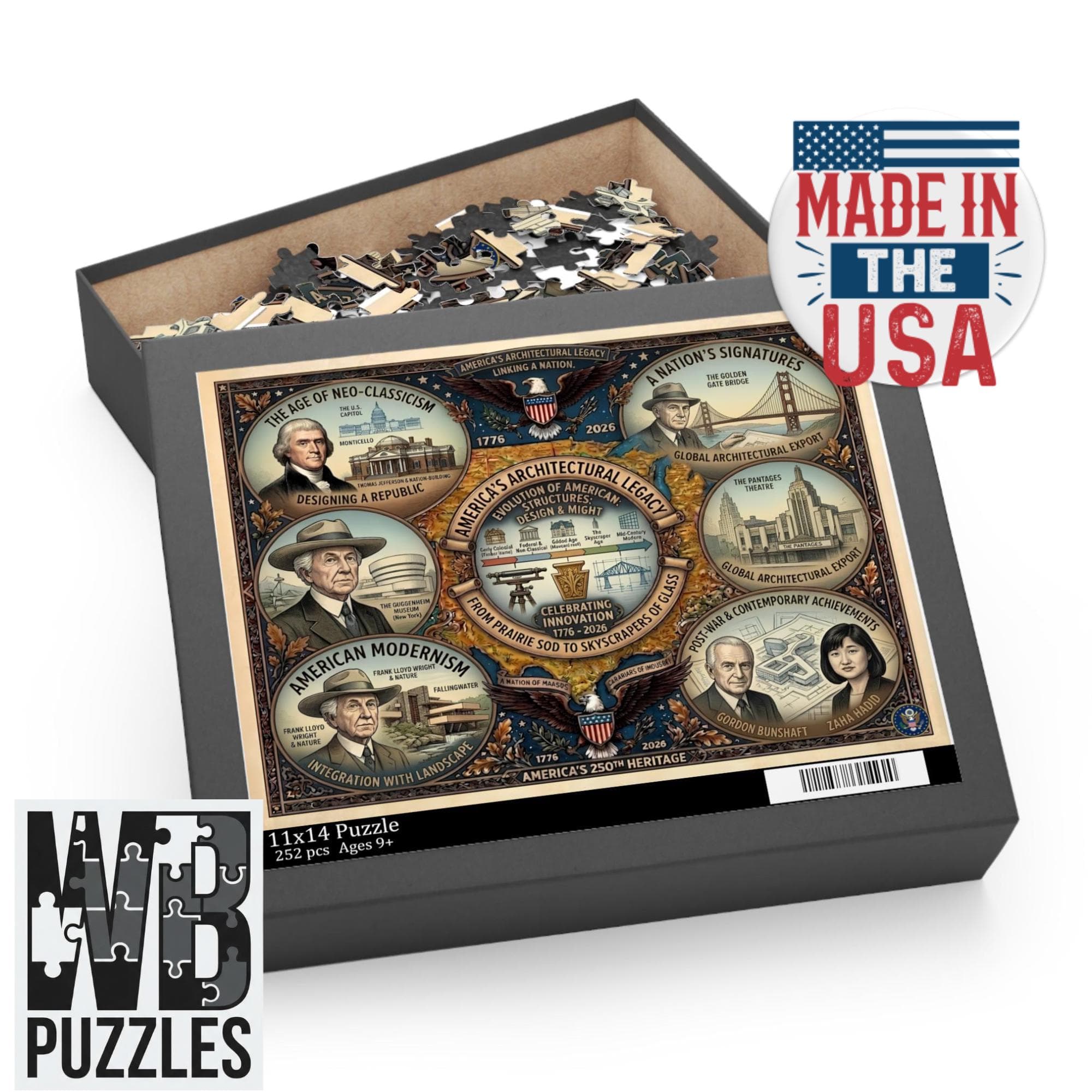 American Landmarks Jigsaw Puzzle | 252/500 Piece Chipboard | Historic Architecture