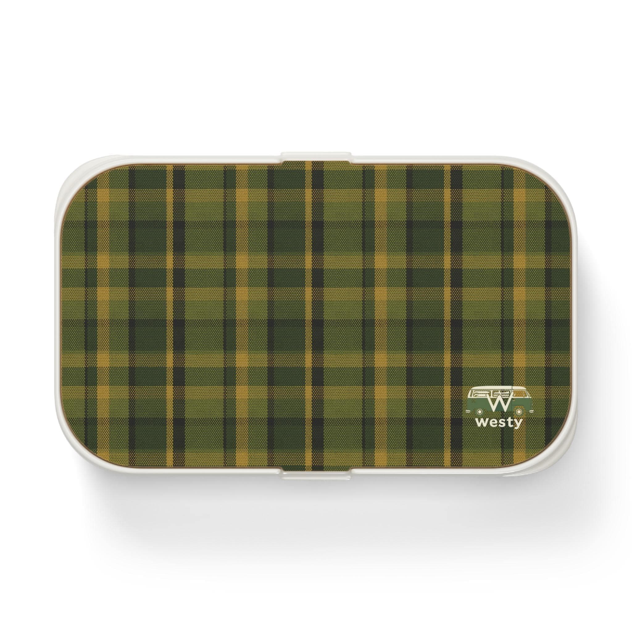 Westy Green Plaid Lunch Box, Bento Box, Travel Food Container