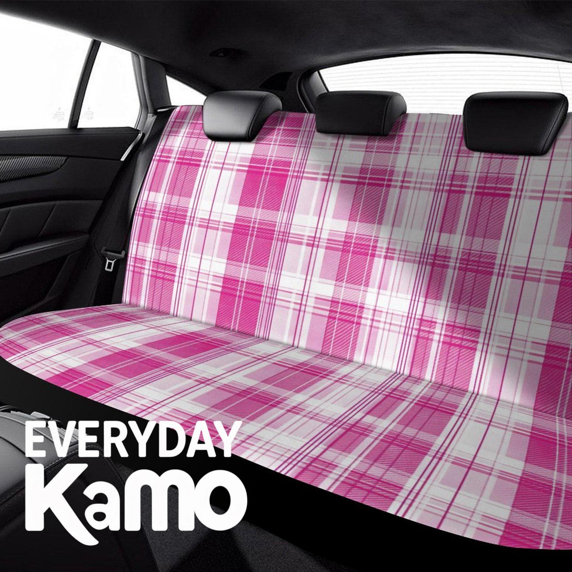 Pink Plaid Car Back Seat Cover | Handcrafted Polyester Spandex Universal Fit