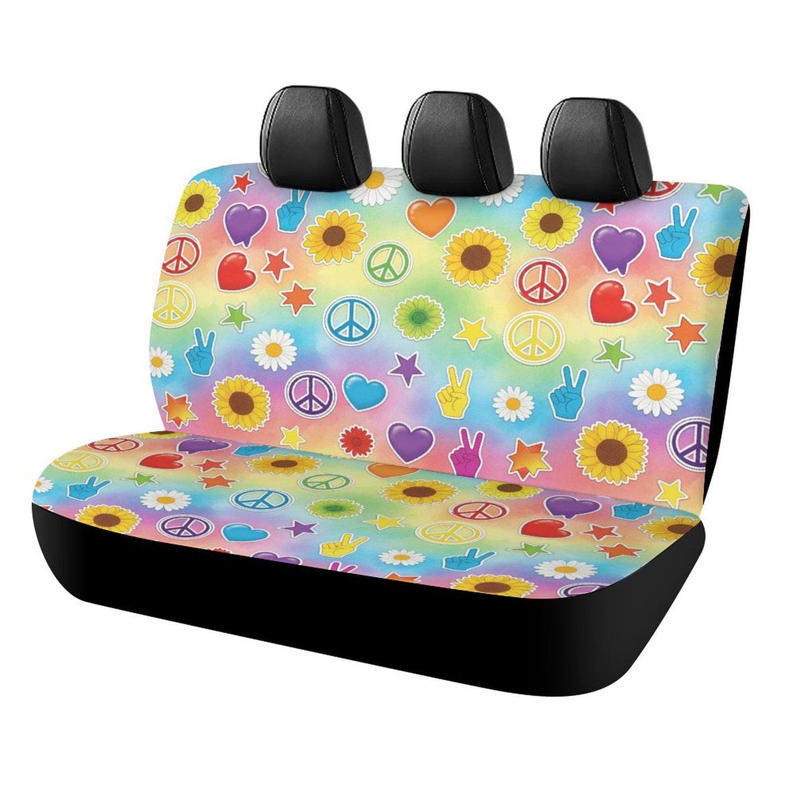 Custom Sublimation Car Seat Cover | Handmade Peace Love Design | Polyester