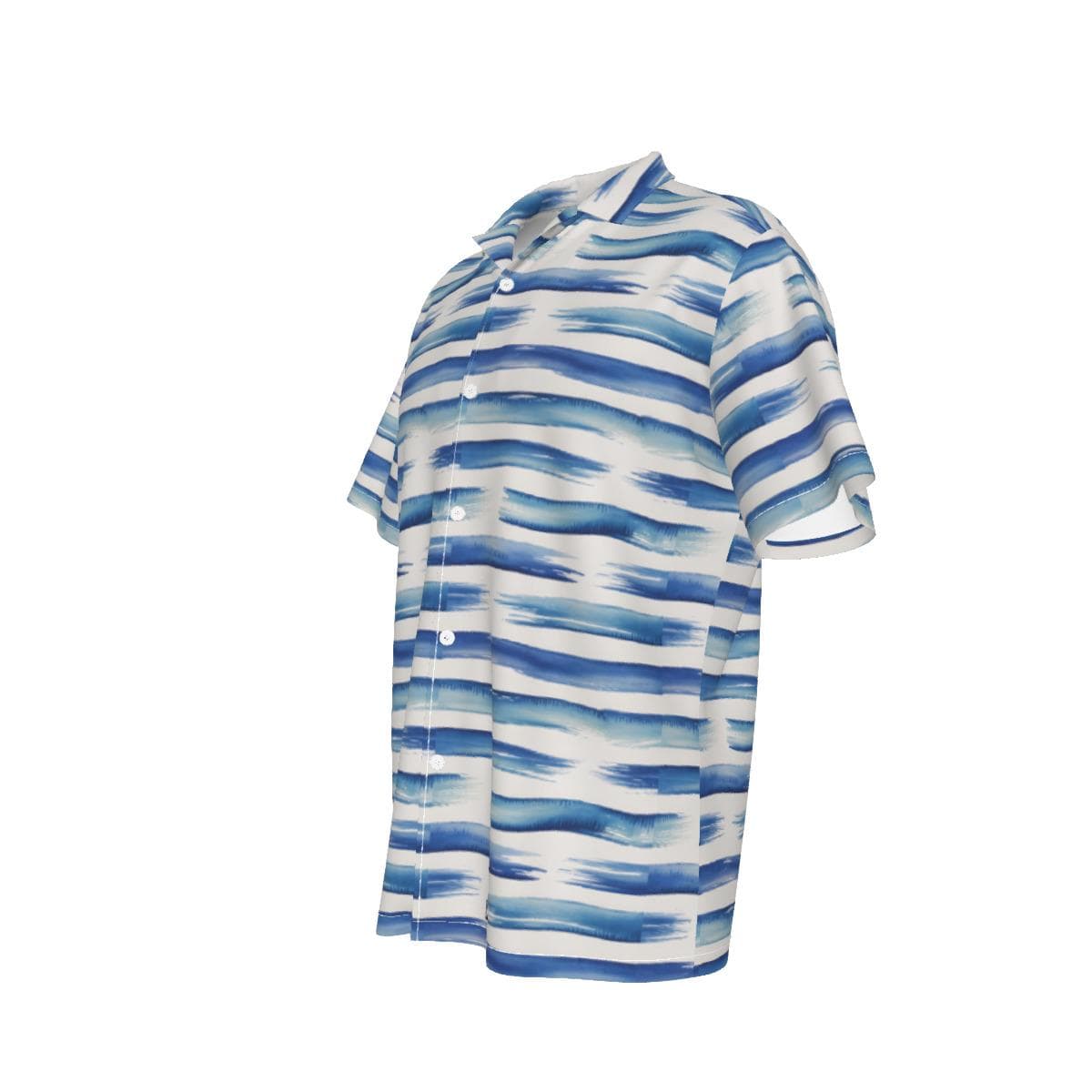 Vibrant Blue Brushstroke Hawaiian Shirt for Men | Modern Abstract Striped Aloha Shirt | Breathable Summer Beach Button Up