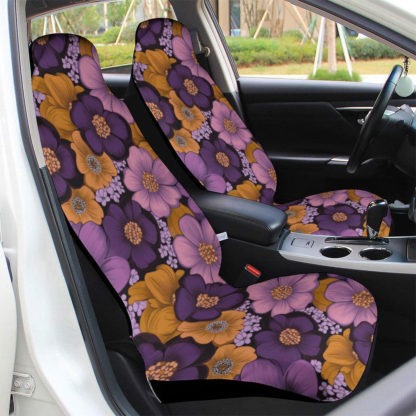 Purple Gold Floral Car Seat Protector | Health Cloth Bohemian Auto Cover