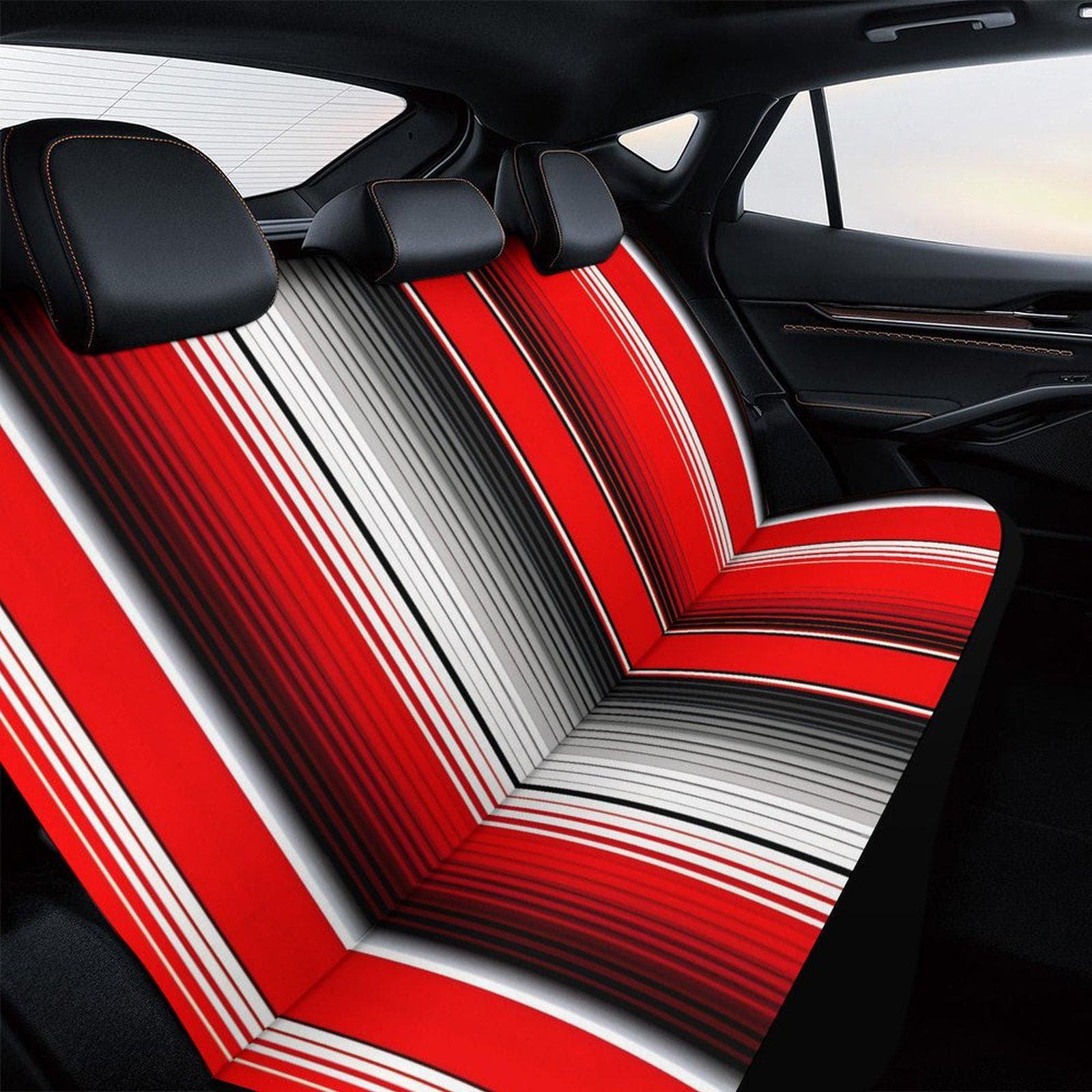 Red Striped Car Back Seat Cover | Polyester Spandex | Custom Personalized