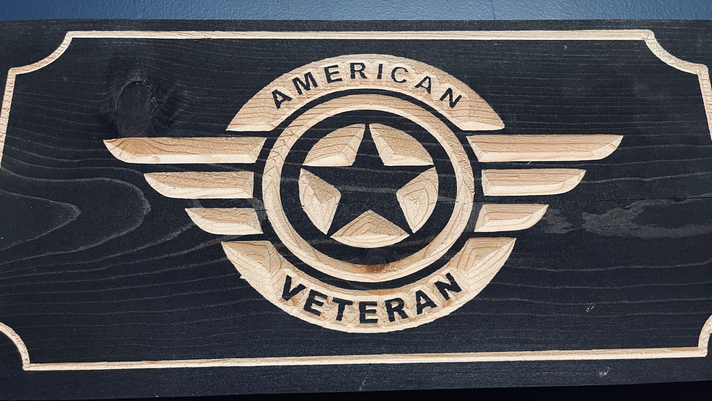 American Aviator Veteran Horizontal Carved Wood Sign