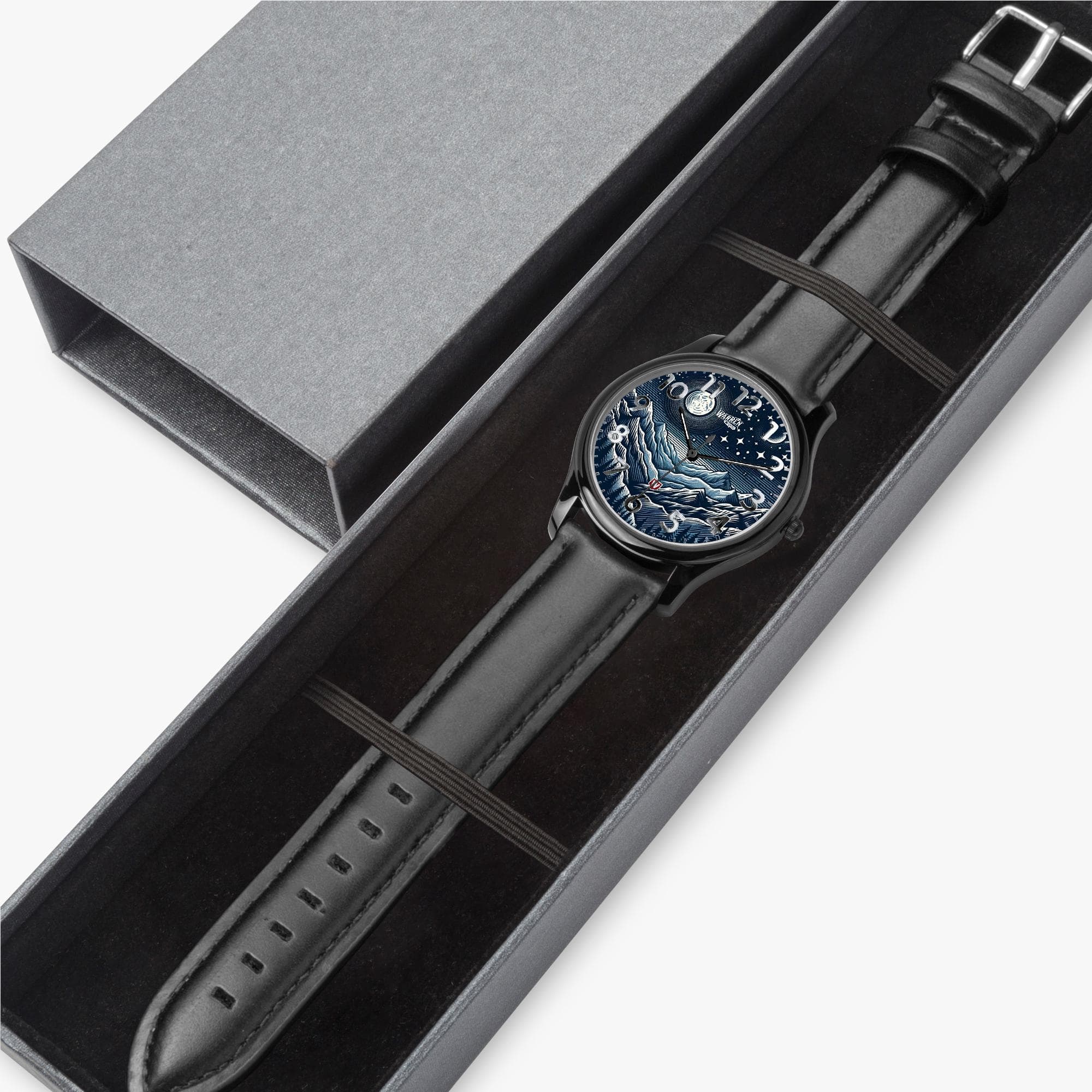 Unisex Mountain Night Sky Quartz Watch | Genuine Leather Band & Premium Stainless Steel Case