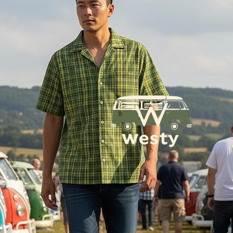 Westy Westfalia Green Plaid Shirt | Unisex Recycled Polyester Travel Wear