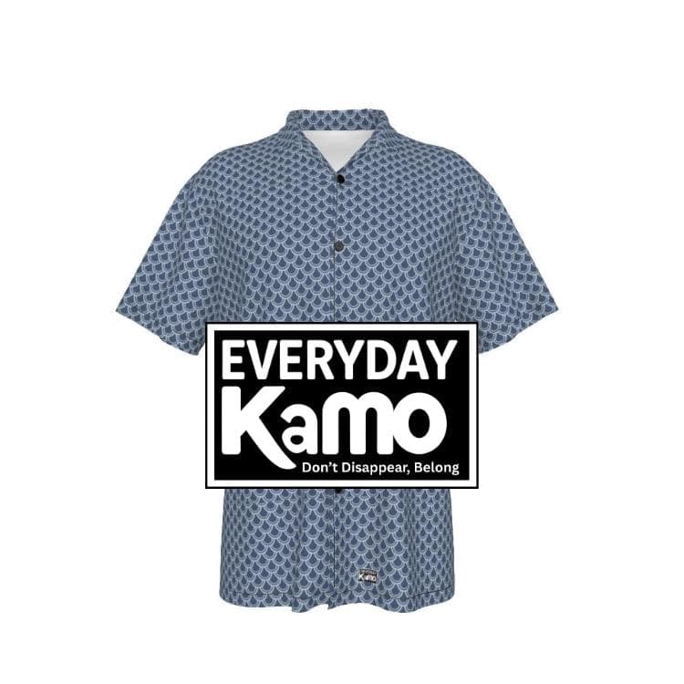 Blue Scale Pattern Hawaiian Shirt | Men's Aloha Summer Button-Up | Breathable Short Sleeve Top
