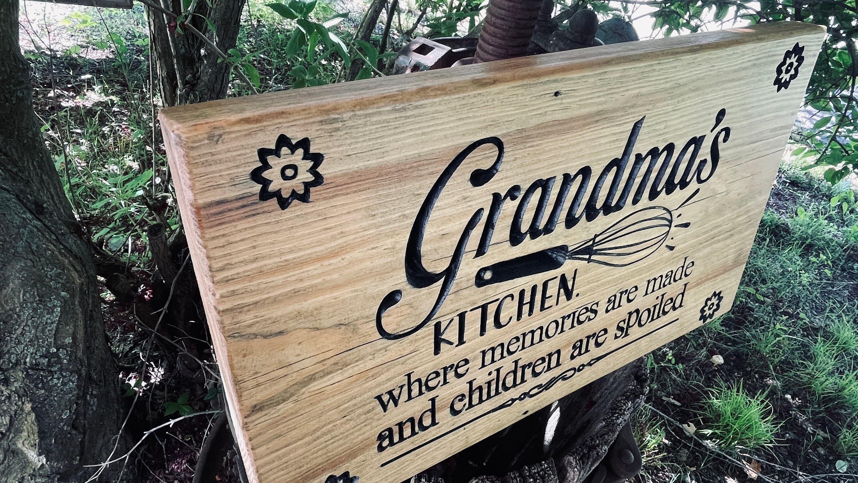Grandma's Kitchen Horizontal Carved Wood Sign