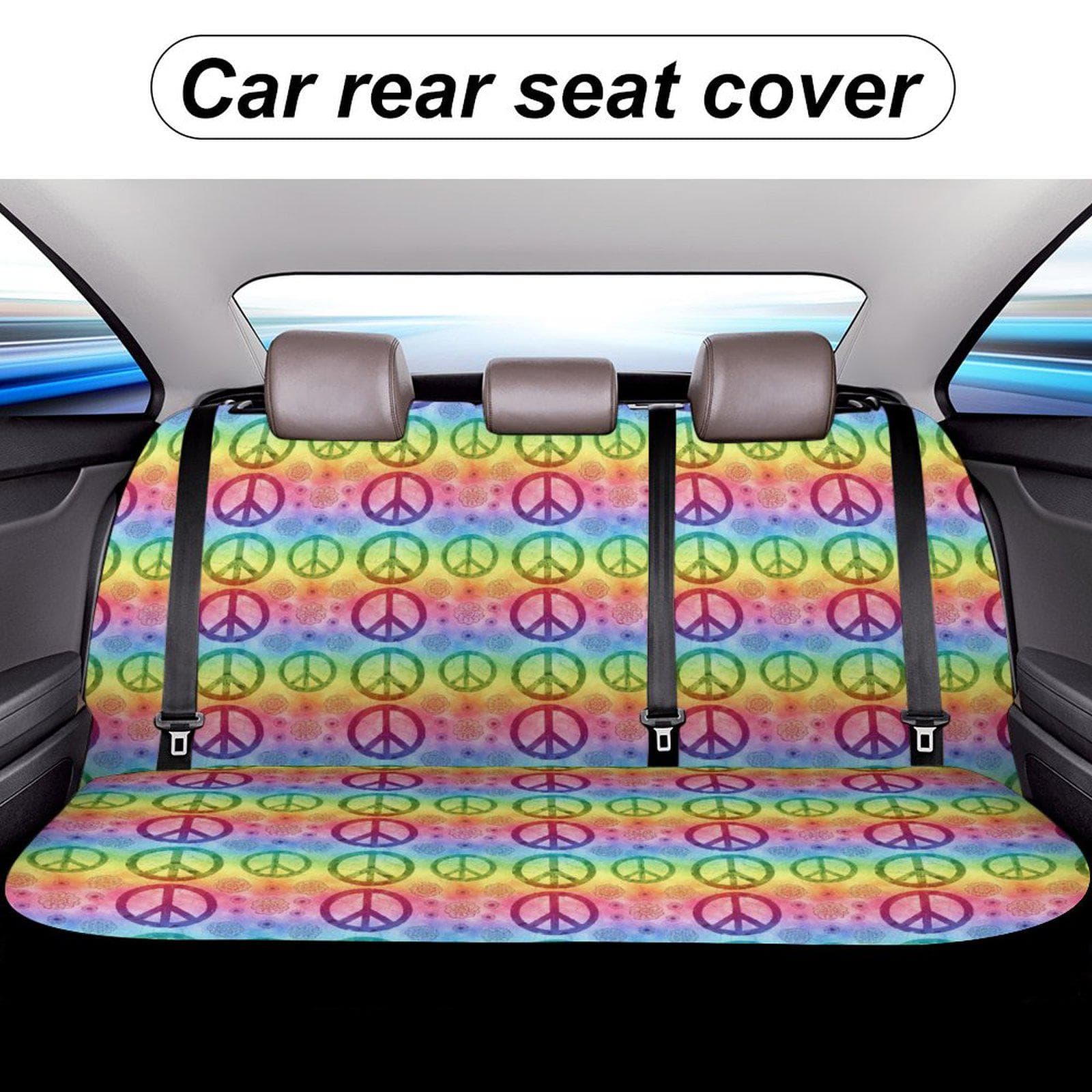 Rainbow Peace Sign Car Seat Cover | Boho Tie Dye Back Seat Cover