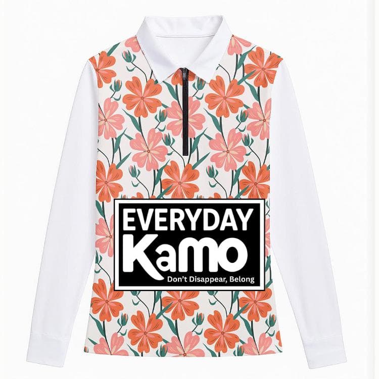 Floral Quarter Zip Polo | Women's Long Sleeve Sporty Top