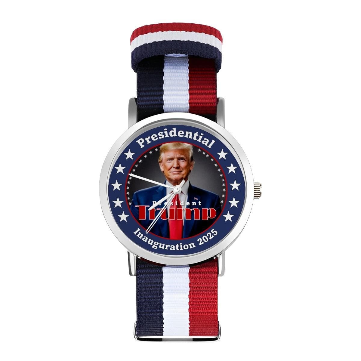 Trump 2025 Wrist Watch - Red White Blue Nylon Band, MAGA Patriotic Gift