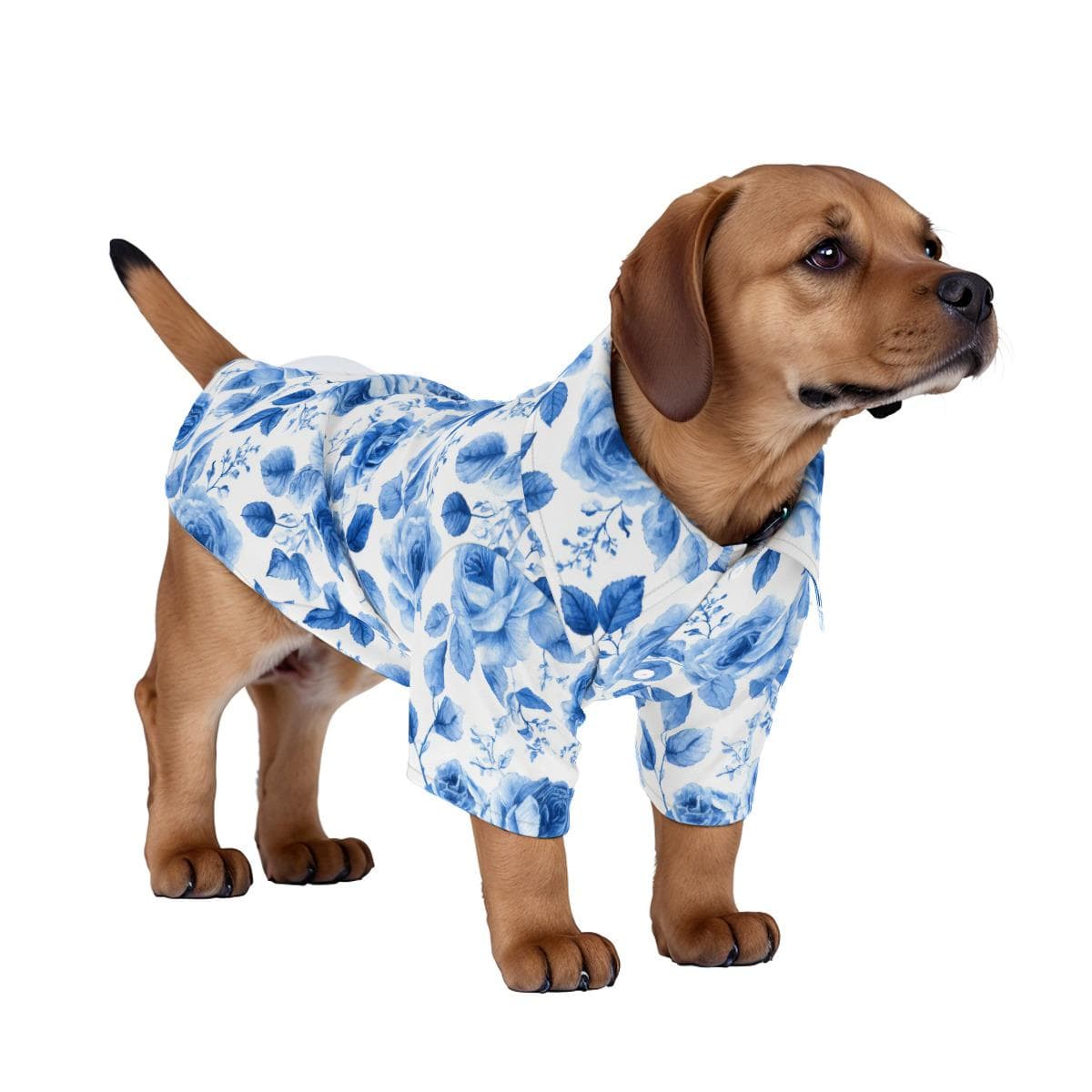 Blue Floral Pet Hawaiian Shirt | Breathable Dog Shirt Summer