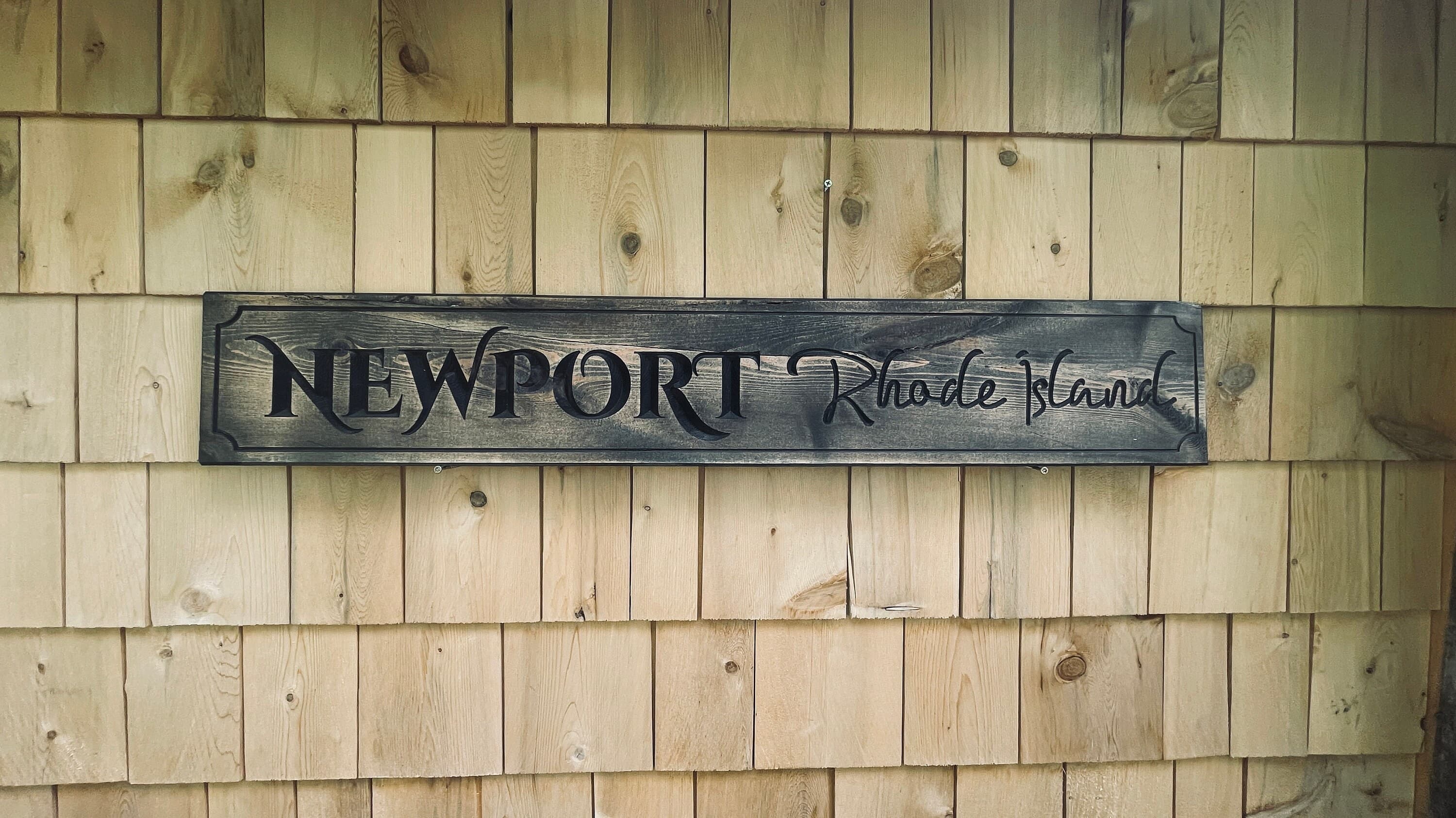 Newport Rhode Island Carved Real Pine Wooden Sign