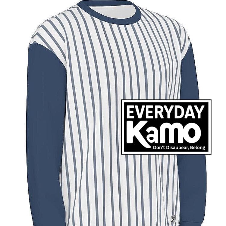 Urban Pinstripe Dropped Shoulder Sweatshirt | Unisex Loose Fit Long Sleeve Crewneck Tee | Stylish Rebel Pullover