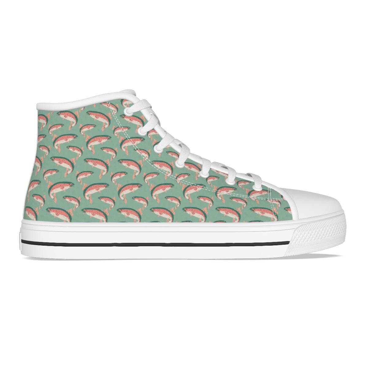 Women's Trout Trek High-Top Canvas Sneakers | Comfortable & Slip-Resistant Fish Print Shoes for Women
