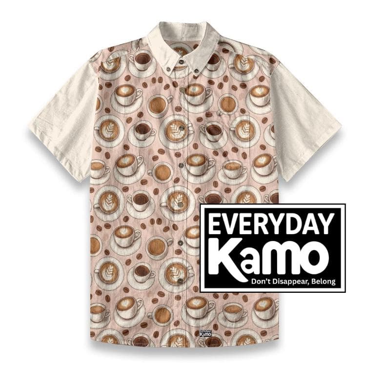 Coffee Art Button-Down Shirt | Slub Cotton Unisex Tee