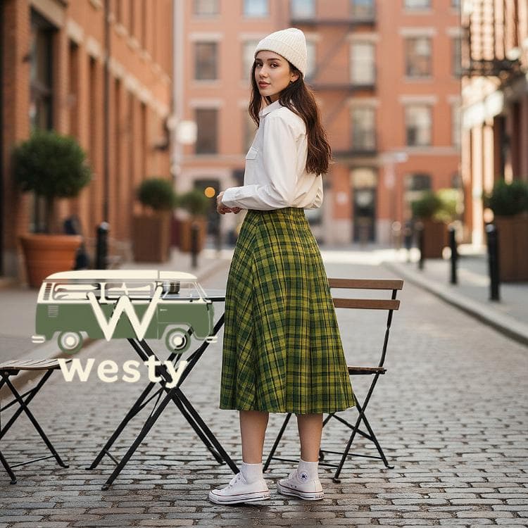 Westy Westfalia Green Maxi Skirt with Pockets Vanlife