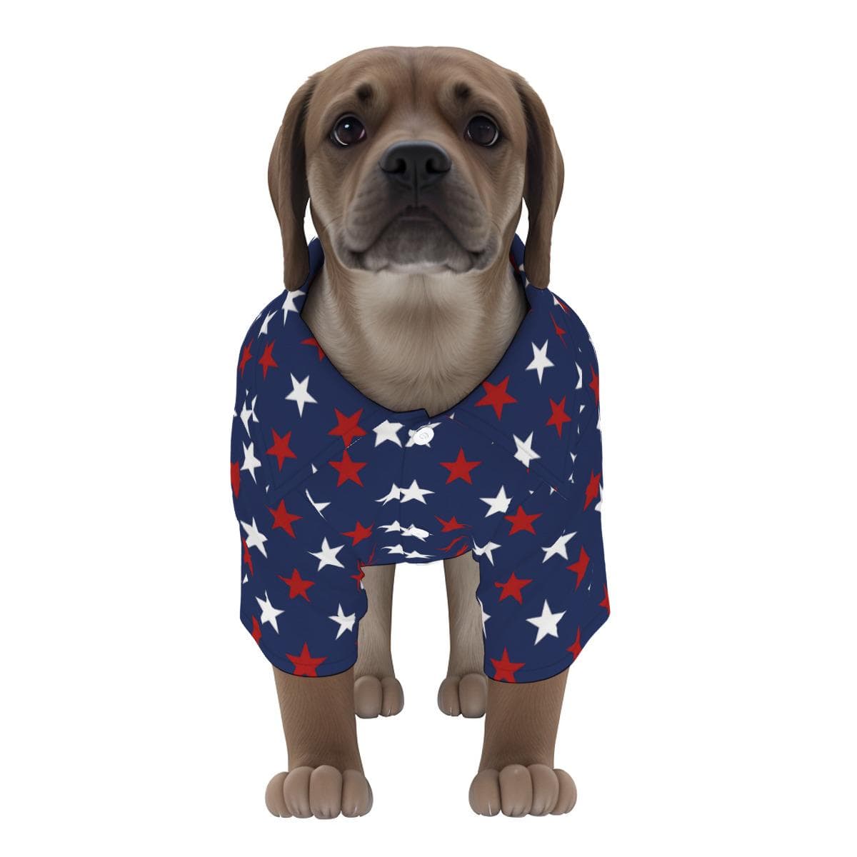 Patriotic Pup Hawaiian Shirt | Star Print Dog Apparel | 4-Way Stretch