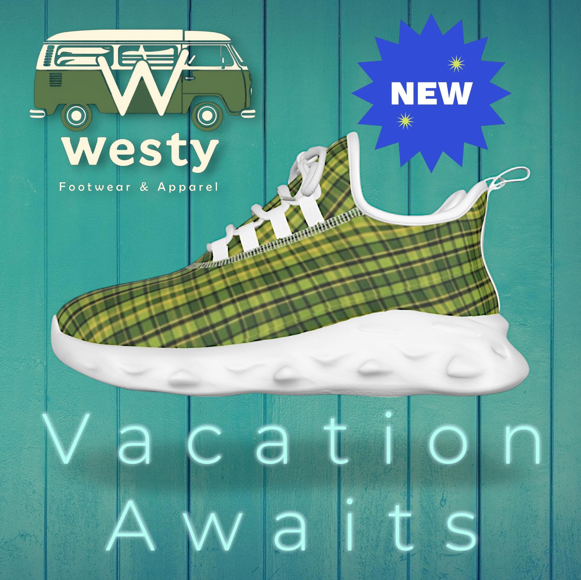 Westy Green Plaid Men's Lightweight Athletic Shoes – Everyday Comfort and Style