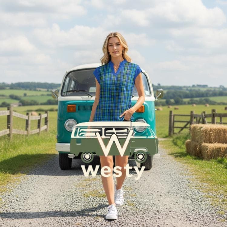 Westy Camper V-Neck Top, Plaid Adventure Shirt