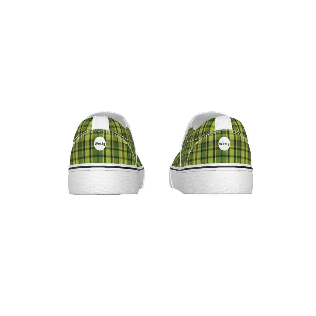 Westy Green Plaid Kids Slip-On Sneakers – Camper Van Road Trip Style