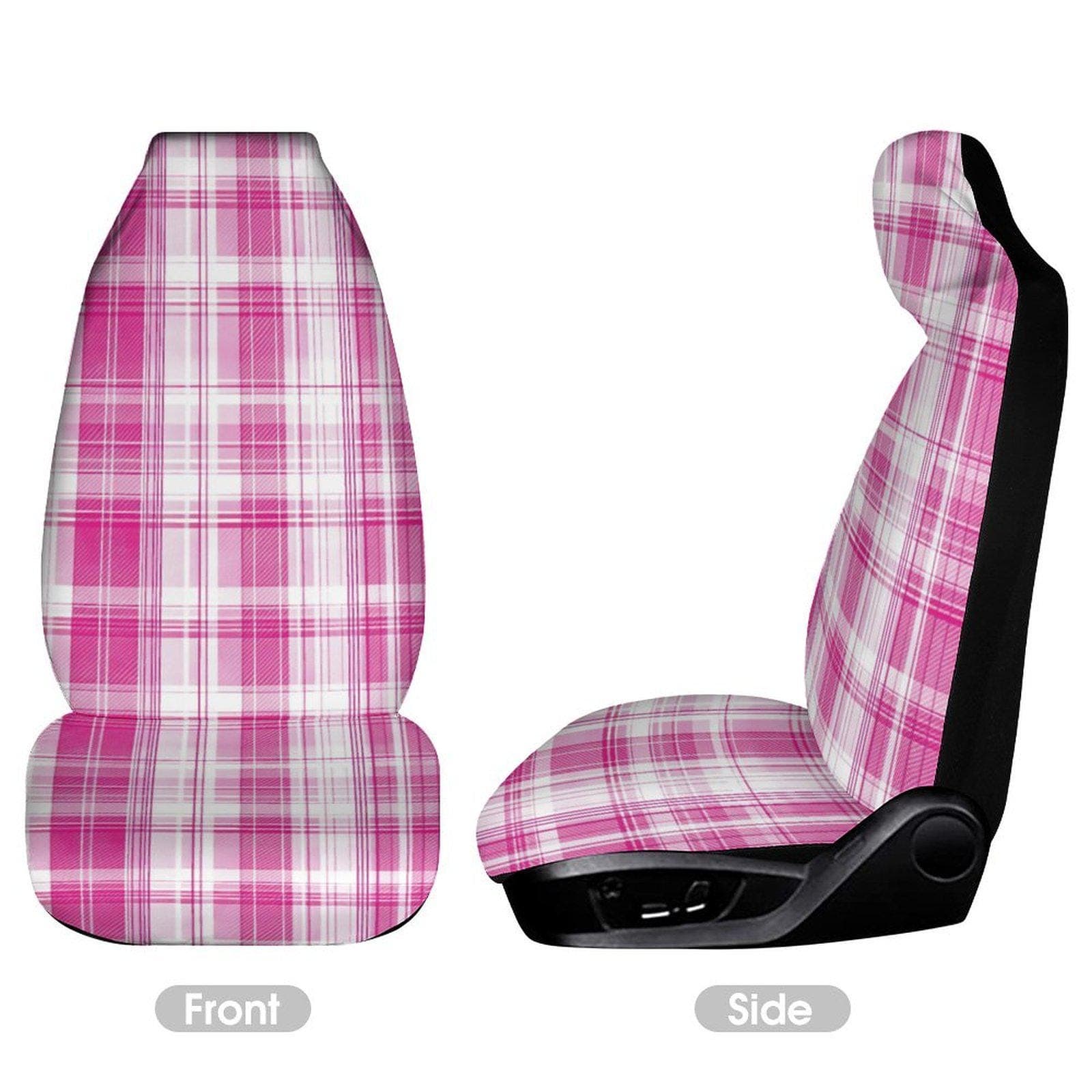 Pink Plaid Car Seat Protector | Universal Fit | Polyester Sponge Cover