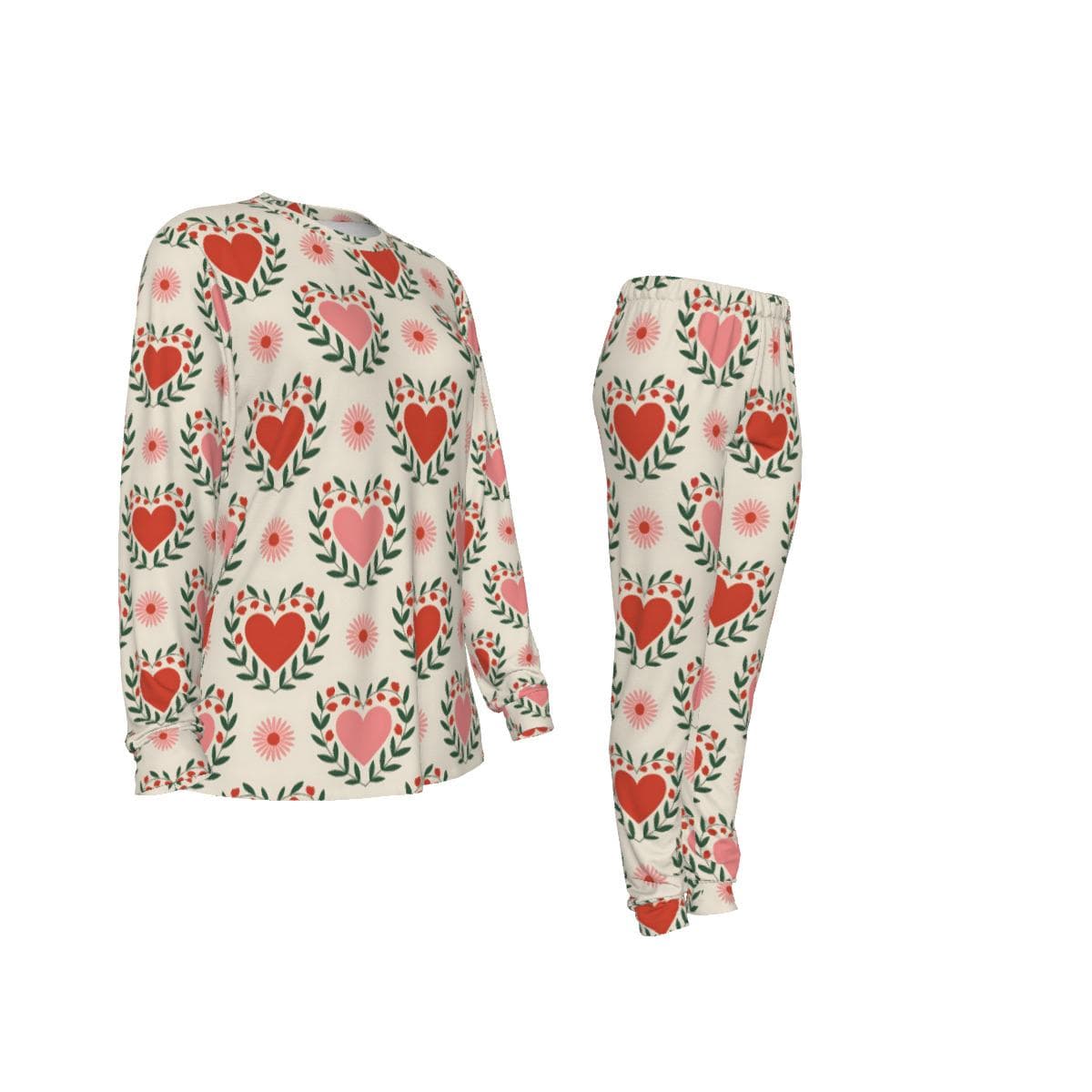 Heart Pajama Set | Brush Knit Valentine's Loungewear