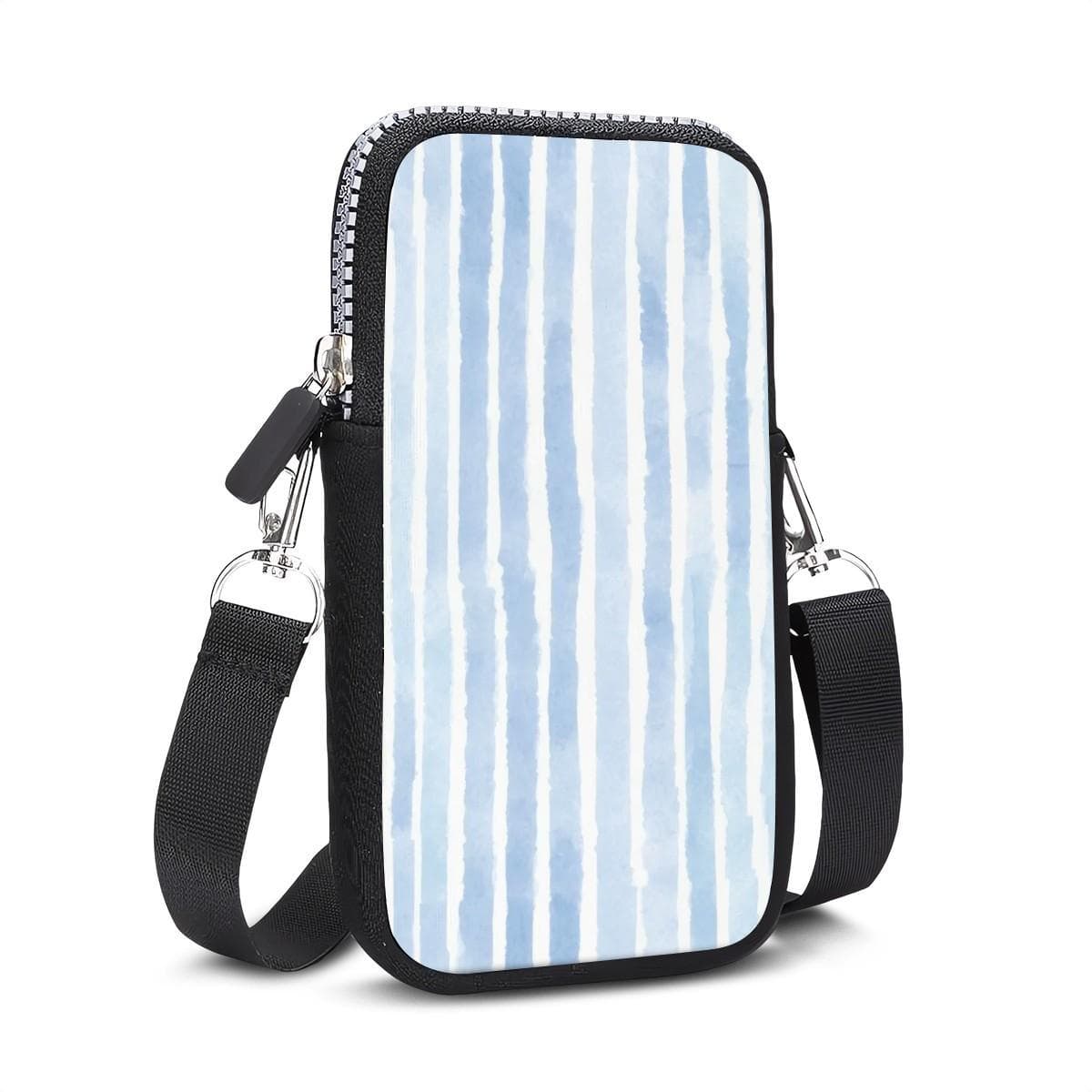 Blue Stripe Neoprene Phone Crossbody Bag | Mini Wallet Pouch