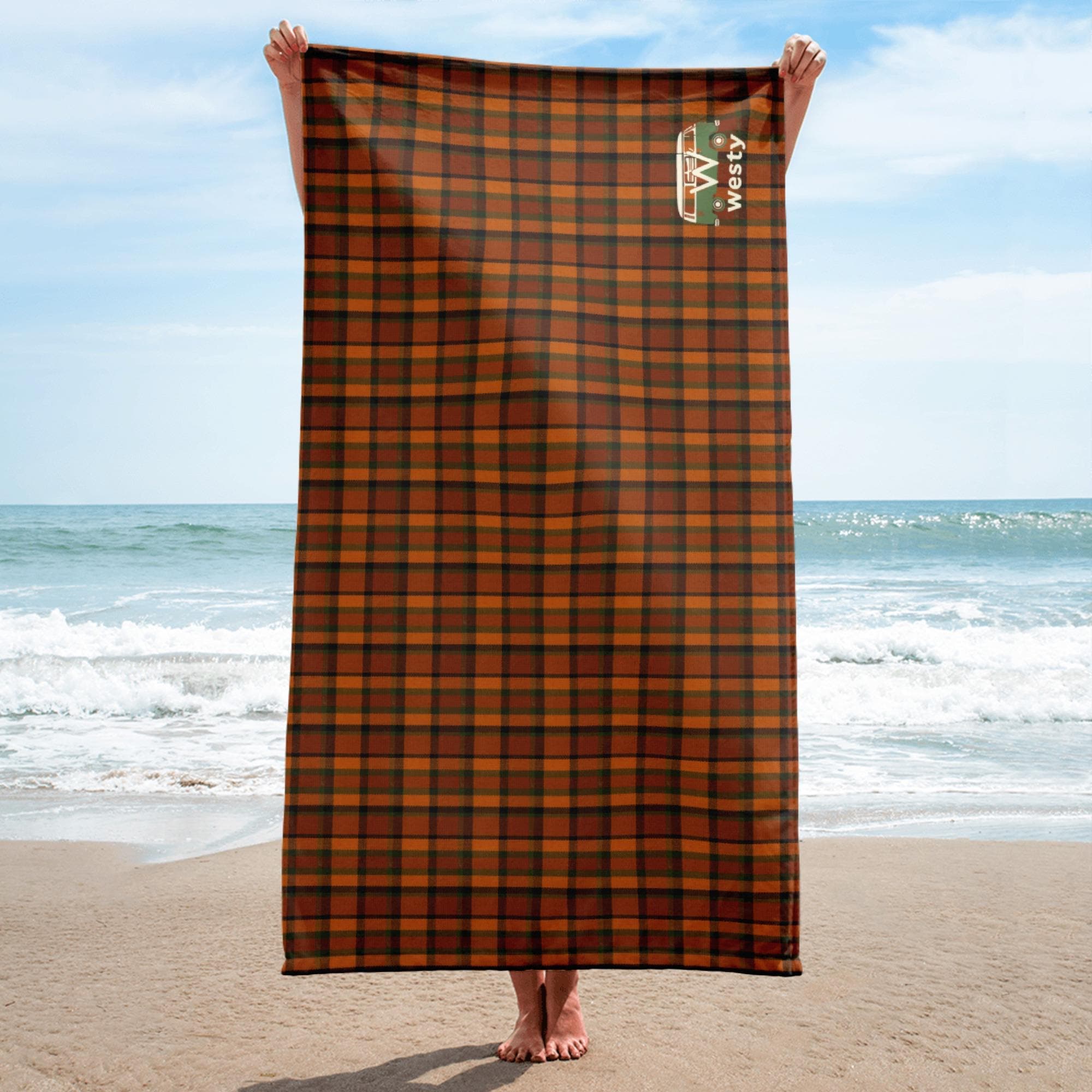 Westy Orange Westfalia Bath Towel - Retro VW Camper Van