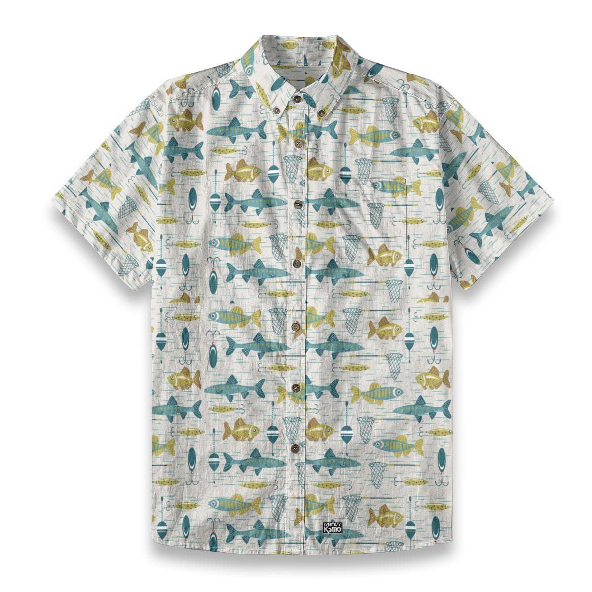 Men's Slub Cotton Fishing Shirt | Coconut Buttons, Breathable Beach Top