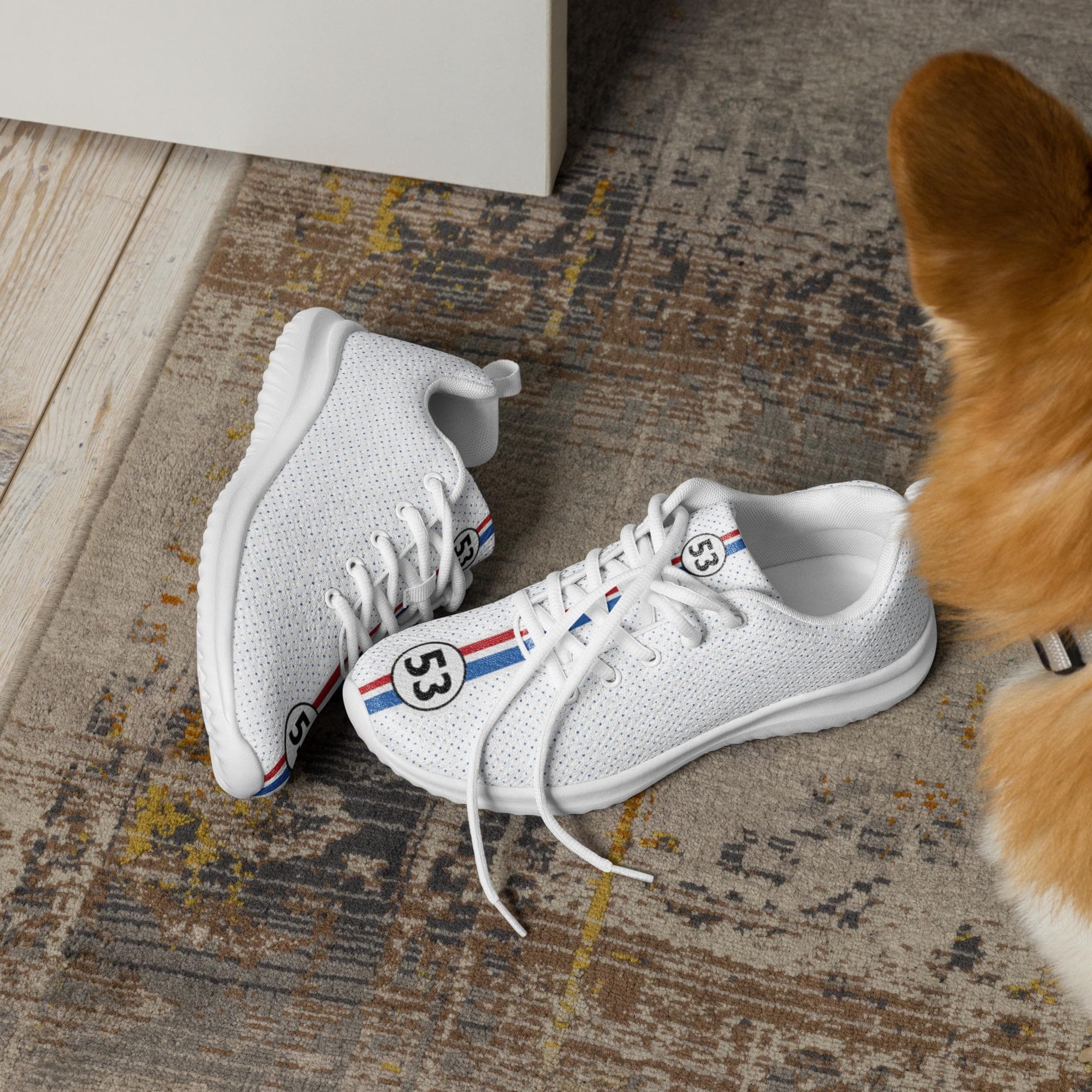 Handmade Herbie #53 Sneakers – Men's White Athletic Shoes