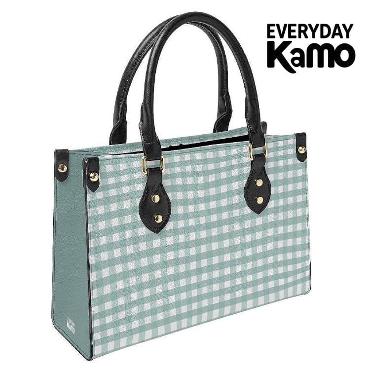 Pastel Gingham Tote Bag | Chic Leather Handbag for Everyday Adventures | Customizable Double-Sided Print