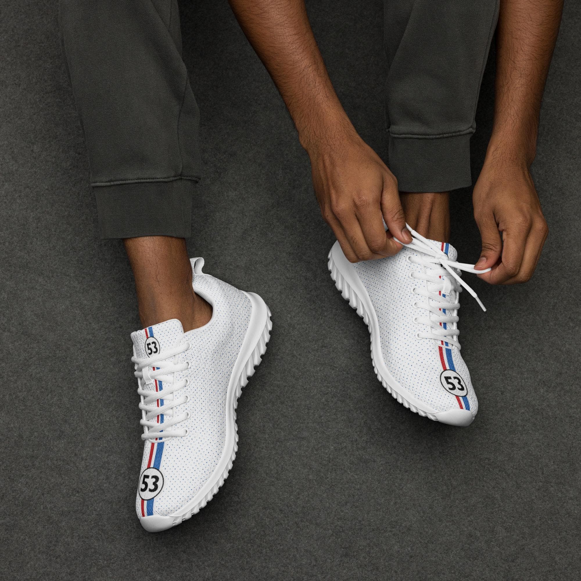 Handmade Herbie #53 Sneakers – Men's White Athletic Shoes