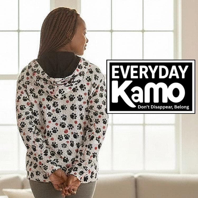 Everyday Kamo Paw Print Hoodie, Gift for Pet Lovers, Modern Urban Explorer