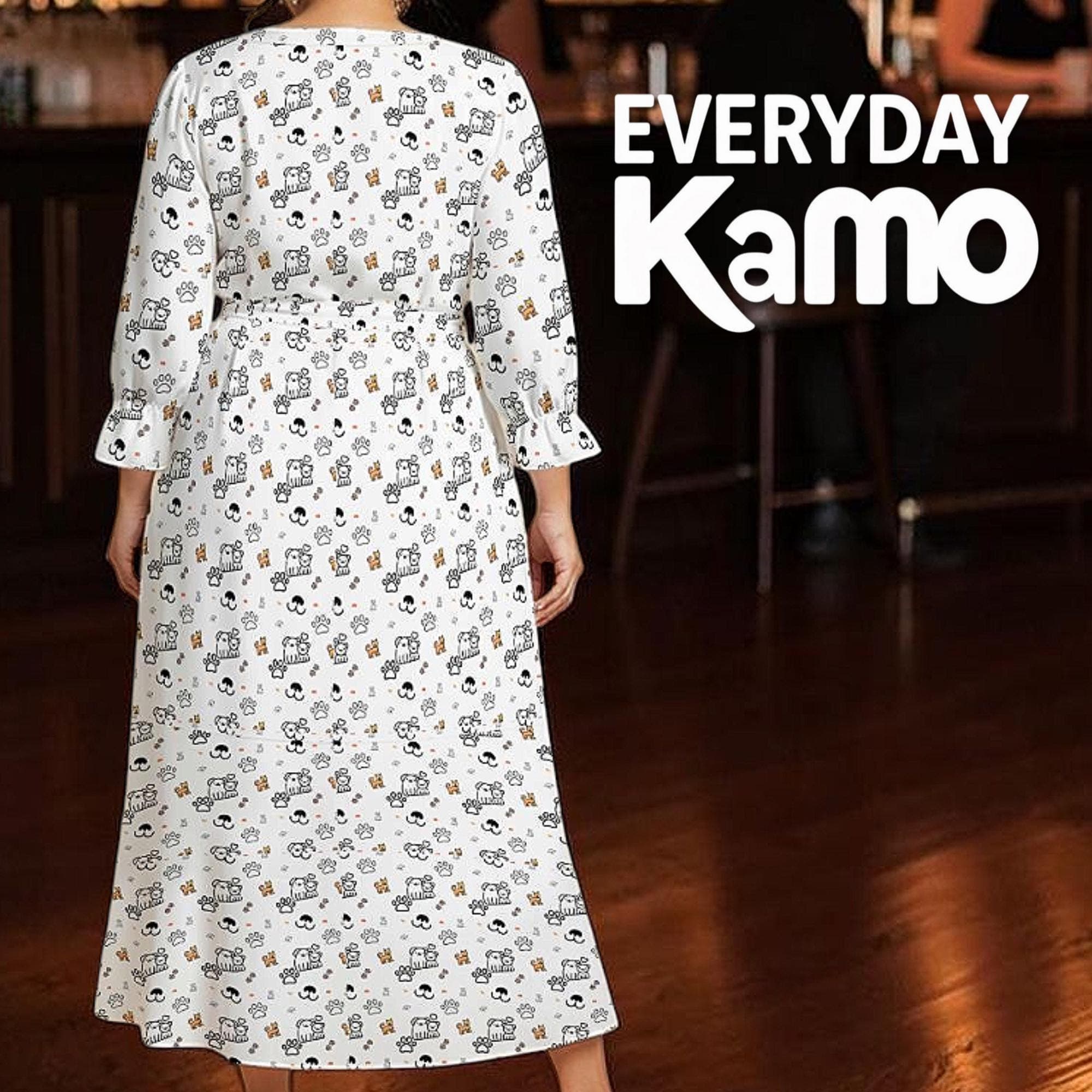 Artistic Print Maxi Dress | Milk Silk Puff Sleeve Flowy Summer Dress