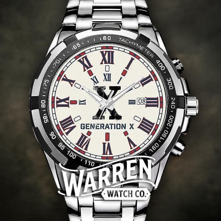 Warren Watch Co. Generation X Metal Chronograph Watch with Crystal Mirror & Calendar